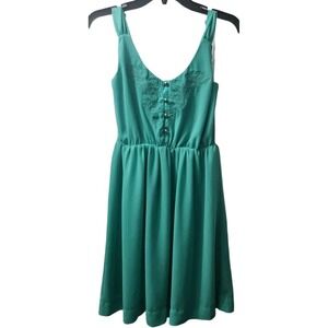 Papaya Green Dress Sleeveless Embroidered Casual‎ Summer Dress Size S
